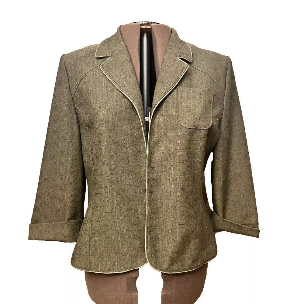 Sag Harbor. Sz 18. Jacket or Shirt. Corded Edges. Open Front. Olive Green. B19